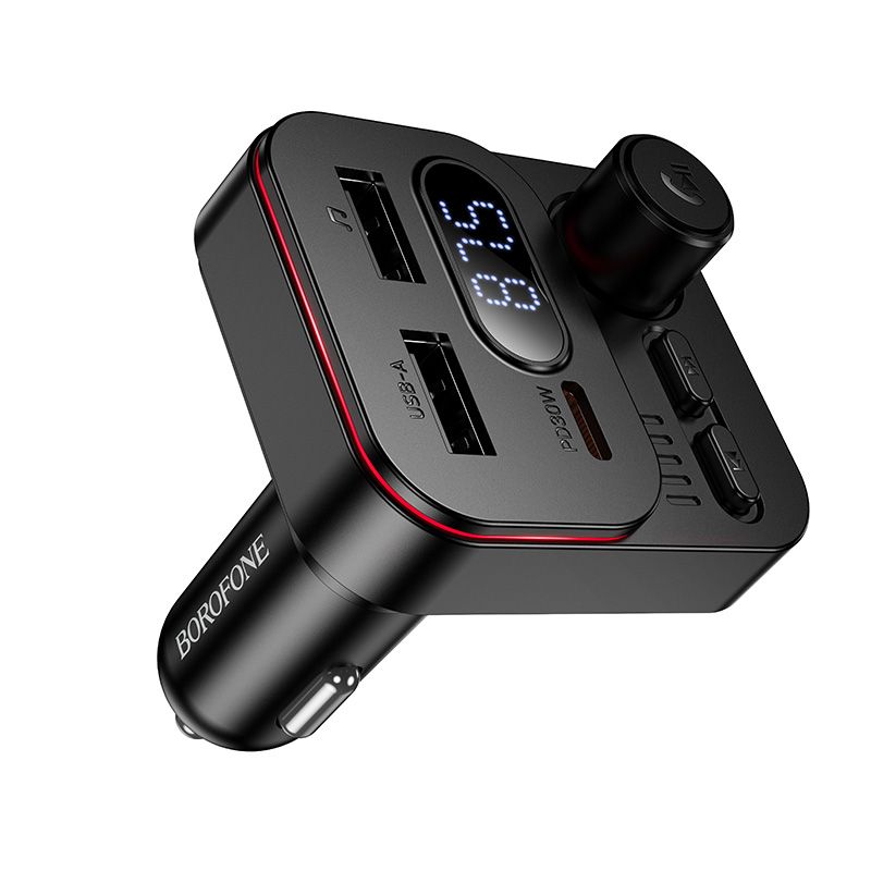 АЗП з FM-модулятором BOROFONE BC61 Ocean 45W(1A1C) car BT FM transmitter Black