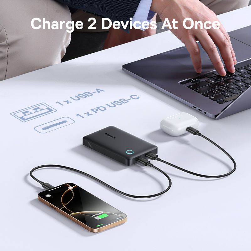 Зовнішній акумулятор Baseus EnerFill FP11 Power Bank 10000mAh 15W Cosmic Black (Includes Simple Type-C to Type-C Cable 20V/3A 30cm Black)