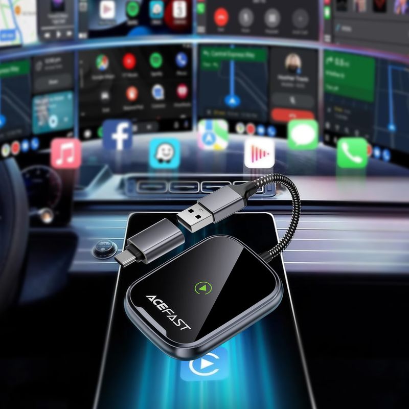 Адаптер ACEFAST QC1 CarPlay wireless adapter for car Metal Gray
