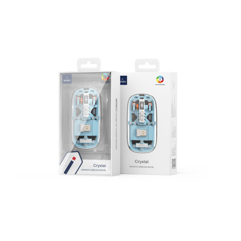 Маніпулятор миша бездротова WIWU Crystal Magnetic Wirless Mouse WM105 (Dual-bluetooth +2.4G three-mode) blue