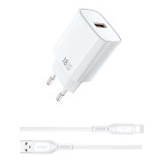 Мережевий зарядний пристрій WIWU 18W Essen GaN Fast Charger + Cable Combo Wi-G006 A-L EU White