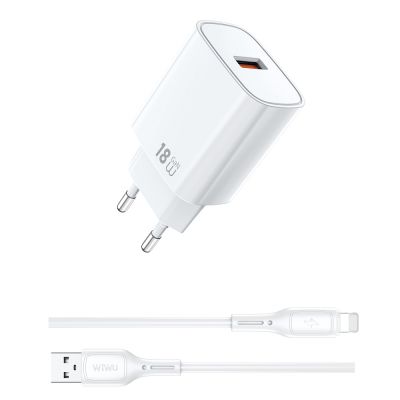 Мережевий зарядний пристрій WIWU 18W Essen GaN Fast Charger + Cable Combo Wi-G006 A-L EU White