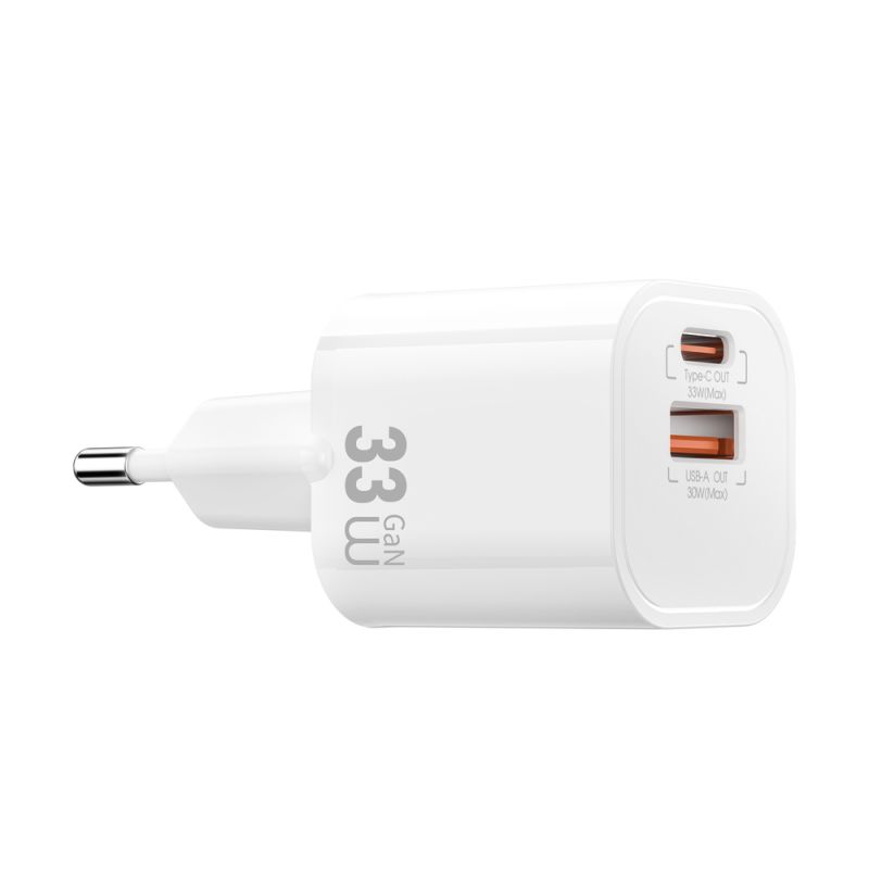 Мережевий зарядний пристрій WIWU 33W Cube GaN Fast Charger A+C Wi-G017 EU White