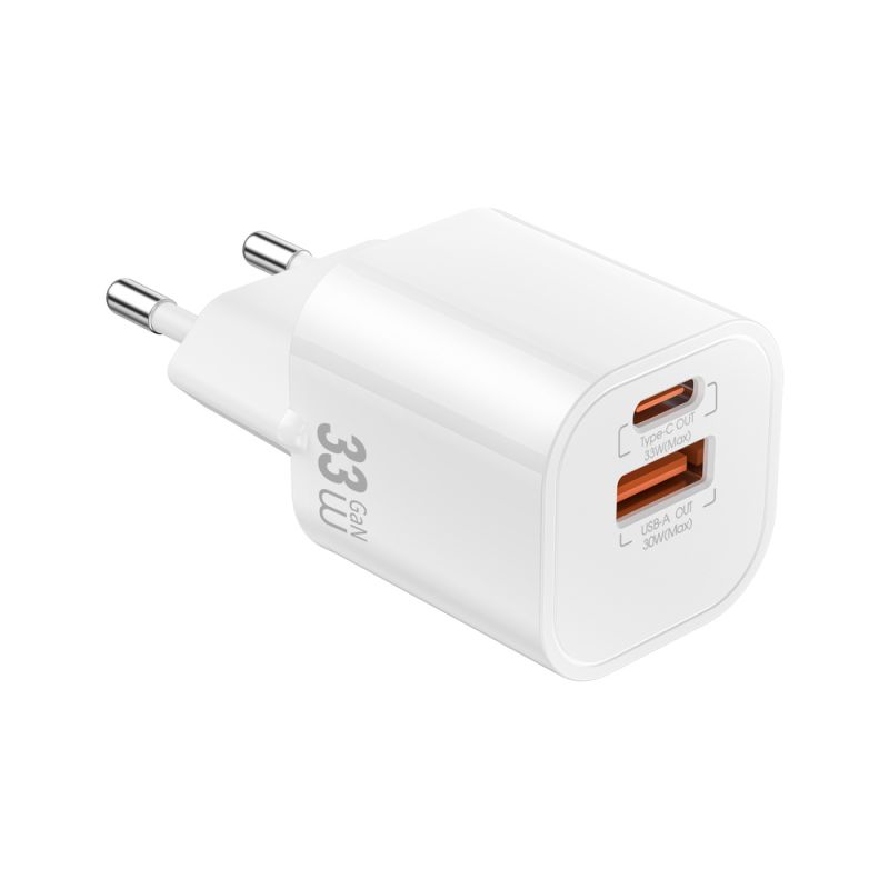 Мережевий зарядний пристрій WIWU 33W Cube GaN Fast Charger A+C Wi-G017 EU White
