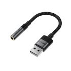 Аудіокабель ACEFAST J13 USB-A to 3.5mm female, nylon braid, 0.15m, Black