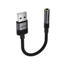 Аудіокабель ACEFAST J13 USB-A to 3.5mm female, nylon braid, 0.15m, Black