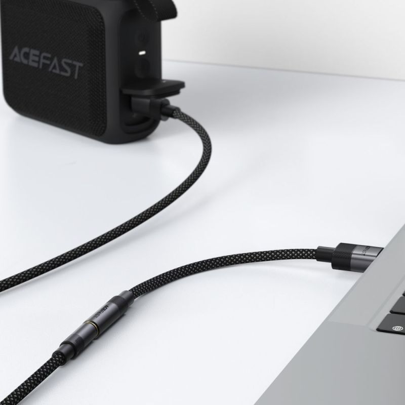 Аудіокабель ACEFAST J13 USB-A to 3.5mm female, nylon braid, 0.15m, Black
