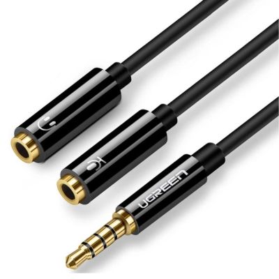Аудіокабель UGREEN AV141 3.5mm Male to 2 Female Audio Cable ABS Case Black