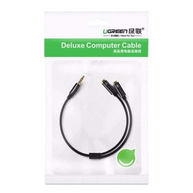 Аудіокабель UGREEN AV141 3.5mm Male to 2 Female Audio Cable ABS Case Black
