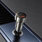 Автомобільний зарядний пристрій HOCO Z50 Leader 48W dual-port PD30W+QC3.0 car charger with digital display Metal Grey