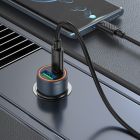 Автомобільний зарядний пристрій HOCO Z57A Glorious PD30W+QC3.0 car charger set(C to C) Metal Gray