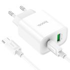 Мережевий зарядний пристрій з кабелем HOCO C80A Plus Rapido PD20W+QC3.0 charger set(Type-C to Type-C) White