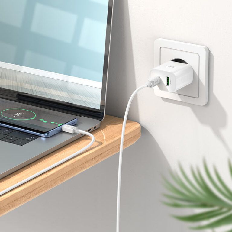 Мережевий зарядний пристрій з кабелем HOCO C80A Plus Rapido PD20W+QC3.0 charger set(Type-C to Type-C) White