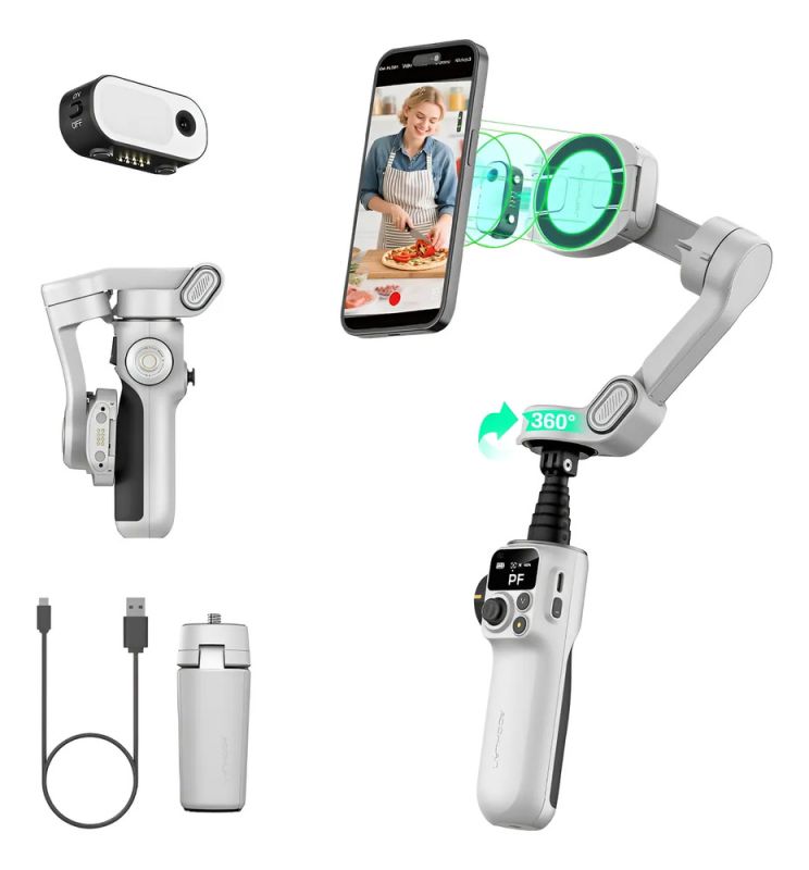 Триосьовий стабілізатор AOCHUAN Professional Gimbal Stabilizer for Smartphone SMART P2 White