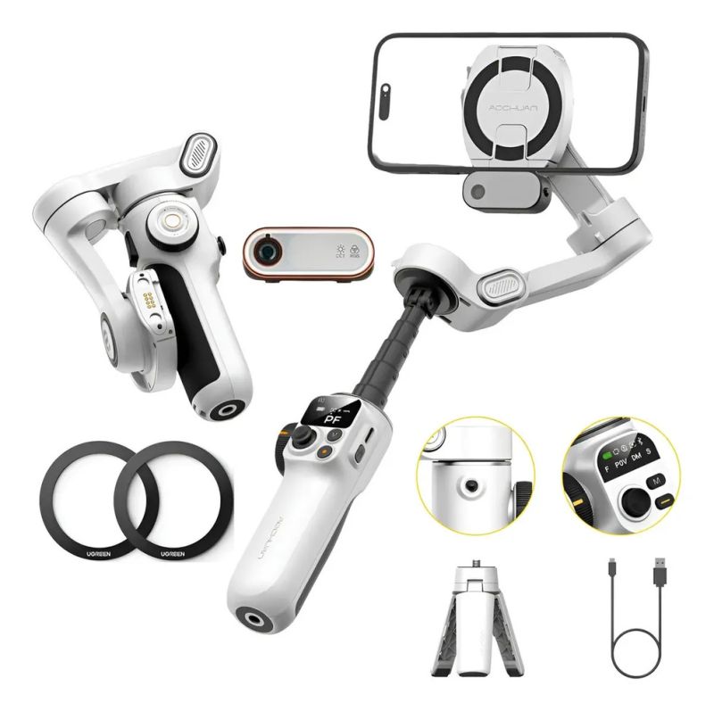 Триосьовий стабілізатор AOCHUAN Professional Gimbal Stabilizer for Smartphone SMART P2 White