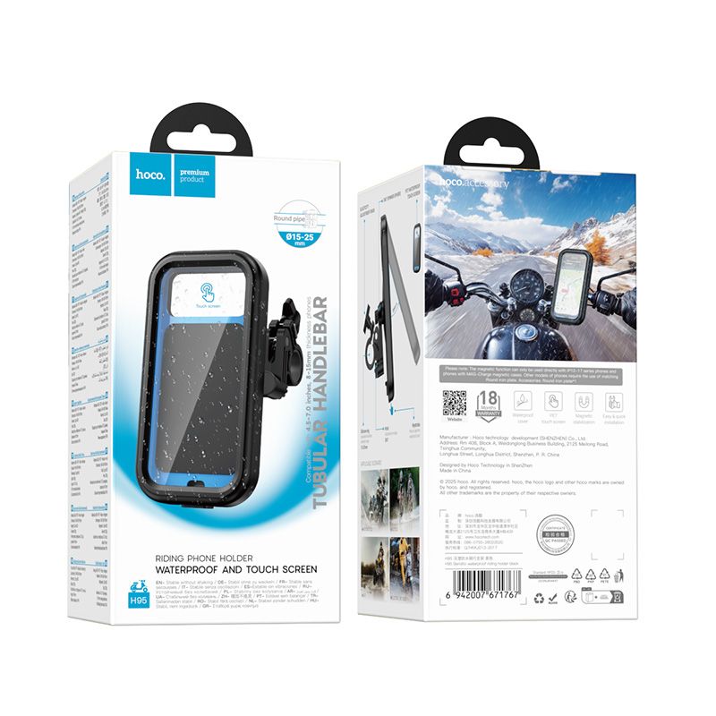 Велотримач для телефона HOCO H95 Bendito waterproof riding holder Black