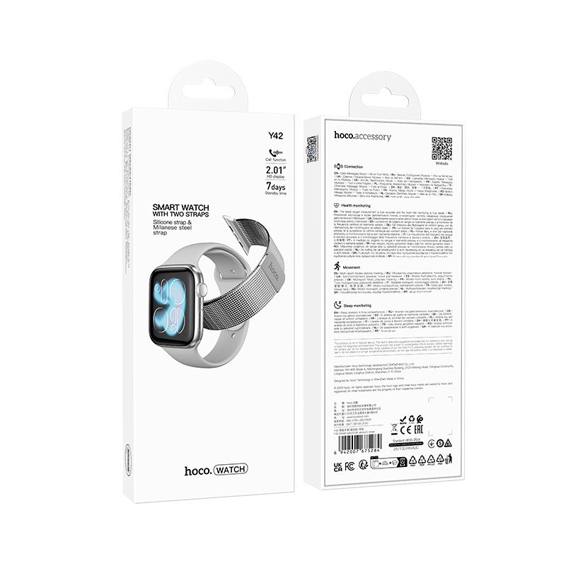 Смарт-годинник HOCO Y42 51mm. 200 mAh. IP67 Smart watch(call version) Silver