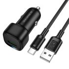 Автомобільний зарядний пристрій BOROFONE BZ34 Cloud single port QC3.0 car charger set(Type-C) Black