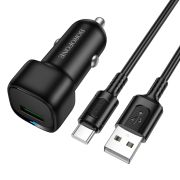 Автомобільний зарядний пристрій BOROFONE BZ34 Cloud single port QC3.0 car charger set(Type-C) Black