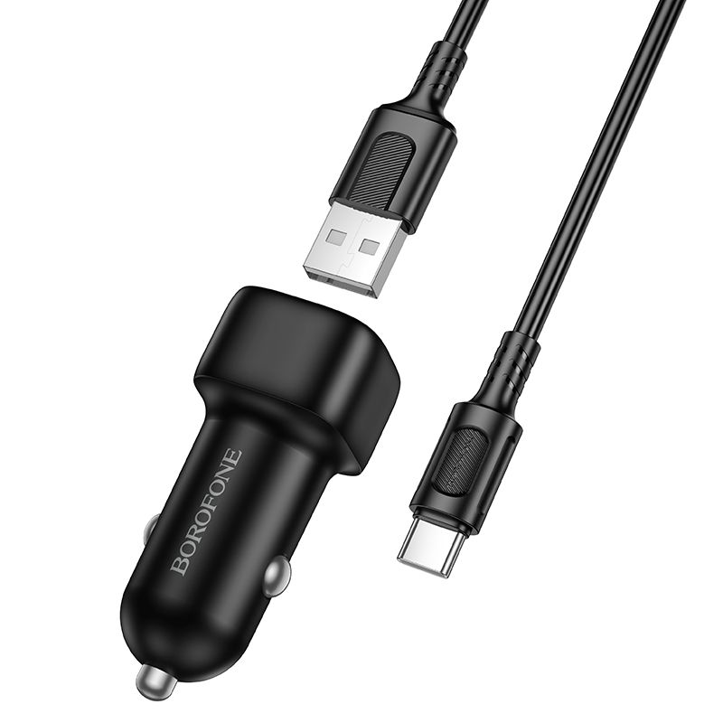 Автомобільний зарядний пристрій BOROFONE BZ34 Cloud single port QC3.0 car charger set(Type-C) Black