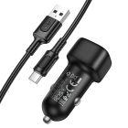 Автомобільний зарядний пристрій BOROFONE BZ34 Cloud single port QC3.0 car charger set(Type-C) Black