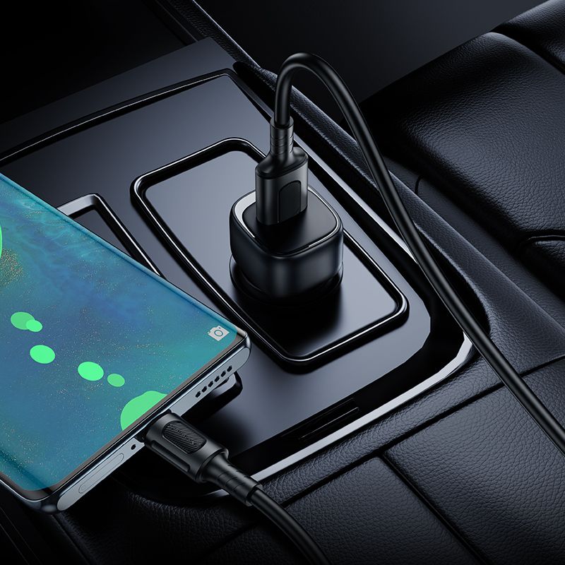 Автомобільний зарядний пристрій BOROFONE BZ34 Cloud single port QC3.0 car charger set(Type-C) Black