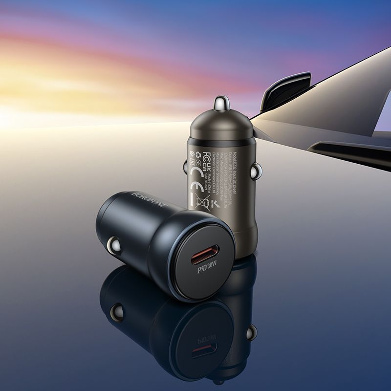 Автомобільний зарядний пристрій BOROFONE BZ32 Fresh single port PD30W car charger Black