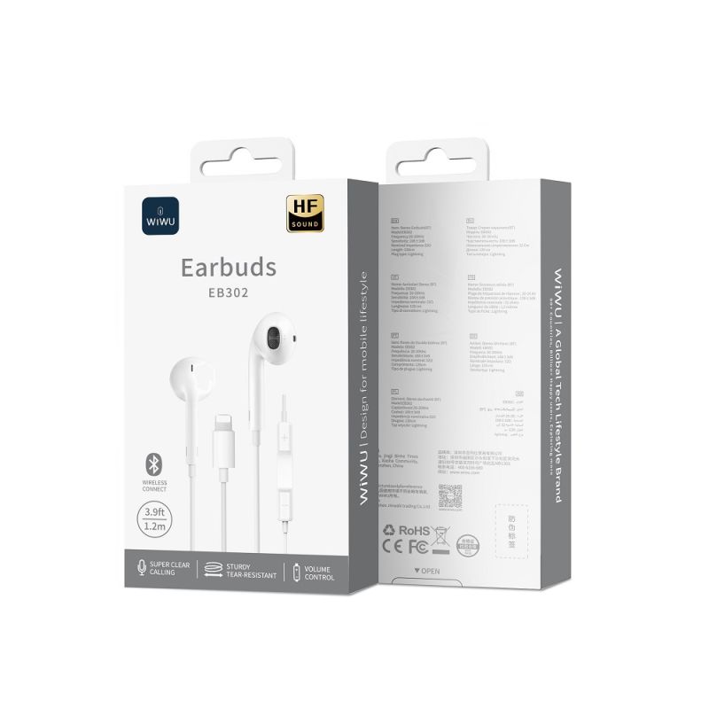 Навушники WIWU Lightning Wired Earphone EB302 (bluetoothe mode) White