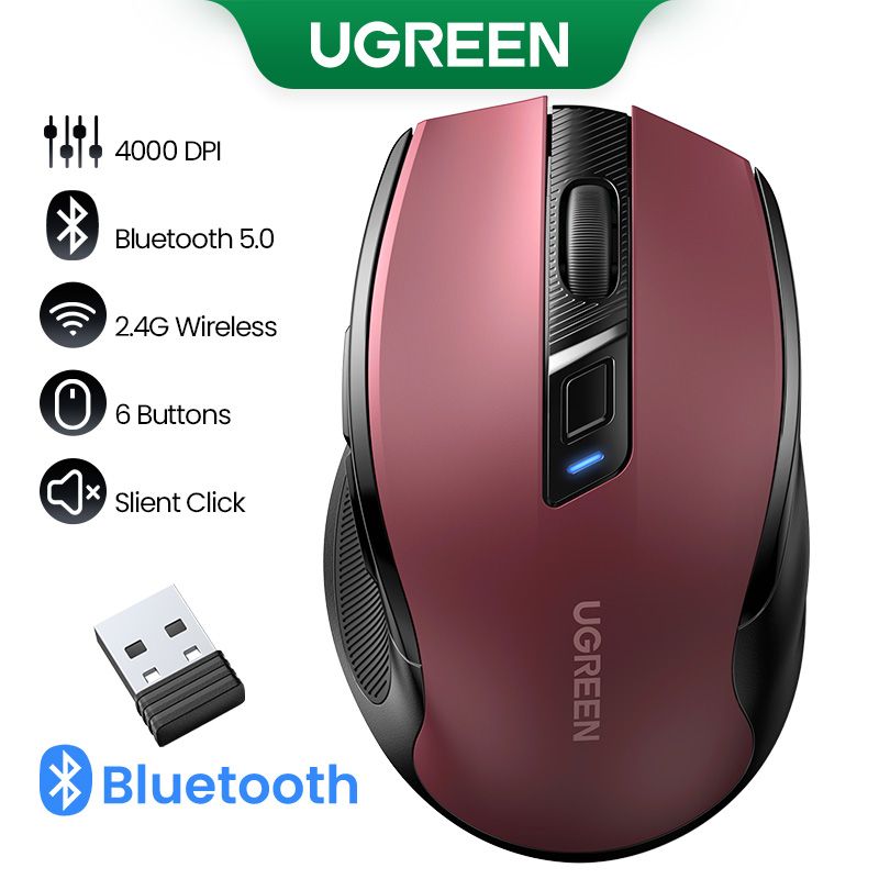 Маніпулятор миша бездротова UGREEN MU006 Ergonomic Wireless Mouse Red