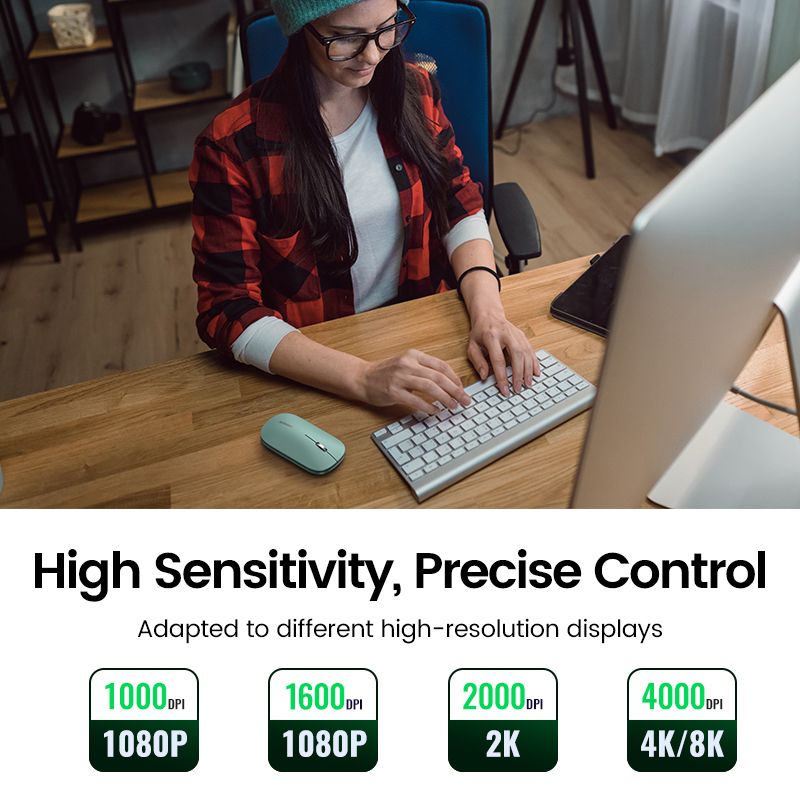 Маніпулятор миша бездротова UGREEN MU001 Portable Wireless Mouse Green