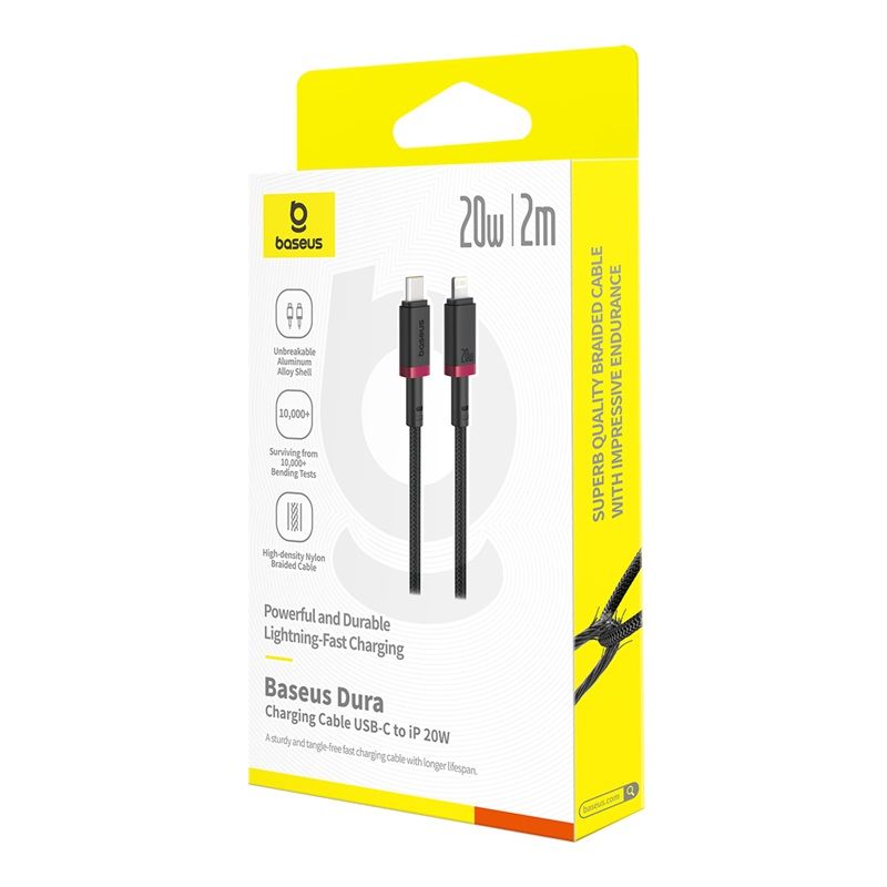 Кабель Baseus Dura Series Fast Charging Cable Type-C to iP 20W 2m Red+Black