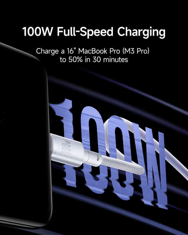Кабель Baseus New Braided Fast Charging Cable USB-A to USB-C 100W/7.5W 1m Cosmic Black