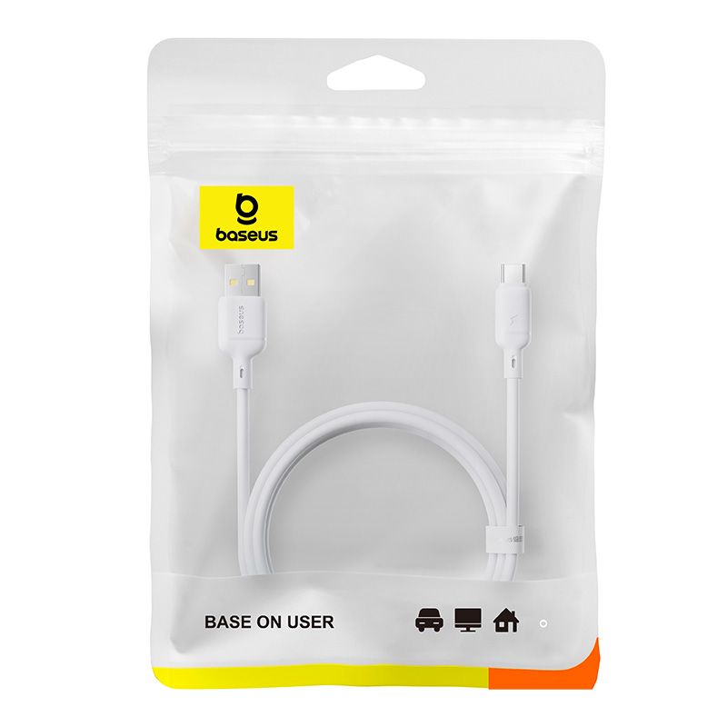 Кабель Baseus Silky Fast Charging Data Cable USB-A to USB-C 3A 2m Moon White