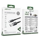 Кабель ACEFAST C22-04, USB to Type-C, 3A, 1.2m, Nylon Braid, Aluminum Alloy + TPE connectors, Black