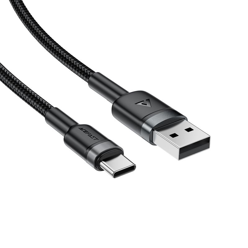 Кабель ACEFAST C22-04, USB to Type-C, 3A, 1.2m, Nylon Braid, Aluminum Alloy + TPE connectors, Black