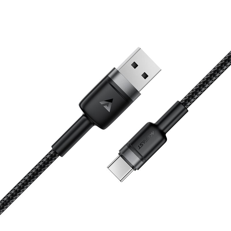 Кабель ACEFAST C22-04, USB to Type-C, 3A, 1.2m, Nylon Braid, Aluminum Alloy + TPE connectors, Black