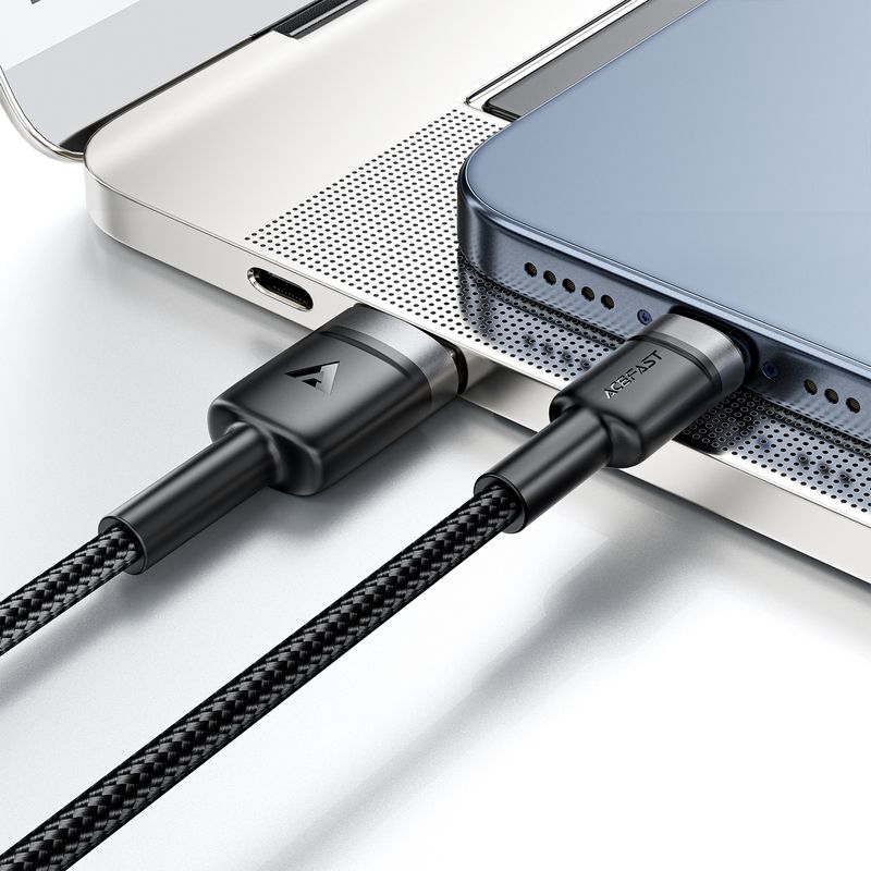 Кабель ACEFAST C22-04, USB to Type-C, 3A, 1.2m, Nylon Braid, Aluminum Alloy + TPE connectors, Black