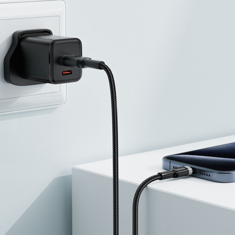 Кабель ACEFAST C22-04, USB to Type-C, 3A, 1.2m, Nylon Braid, Aluminum Alloy + TPE connectors, Black