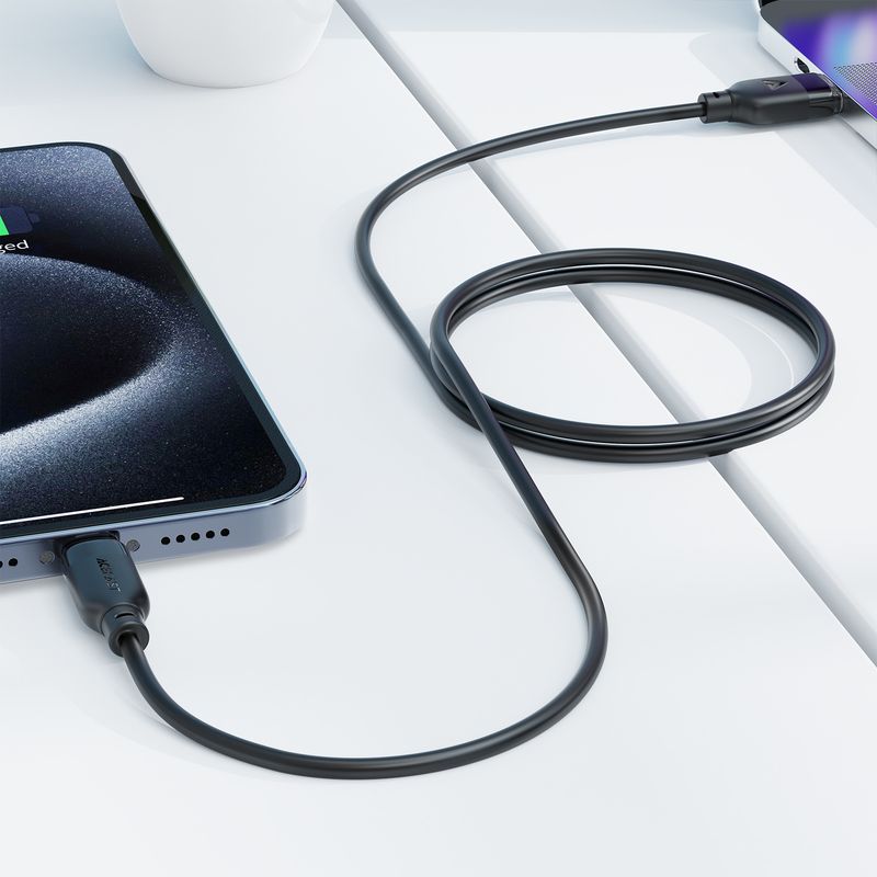 Кабель ACEFAST C16-06, USB to iP, 2.4A, 2m, TPE, TPU connectors, Black
