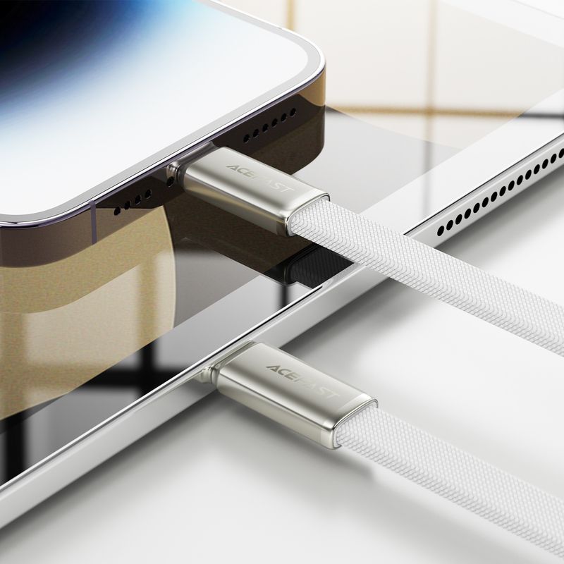 Кабель ACEFAST C24-01, USB to iP, 30W, 1.2m, Braided wire, Zinc alloy + TPE connectors, White