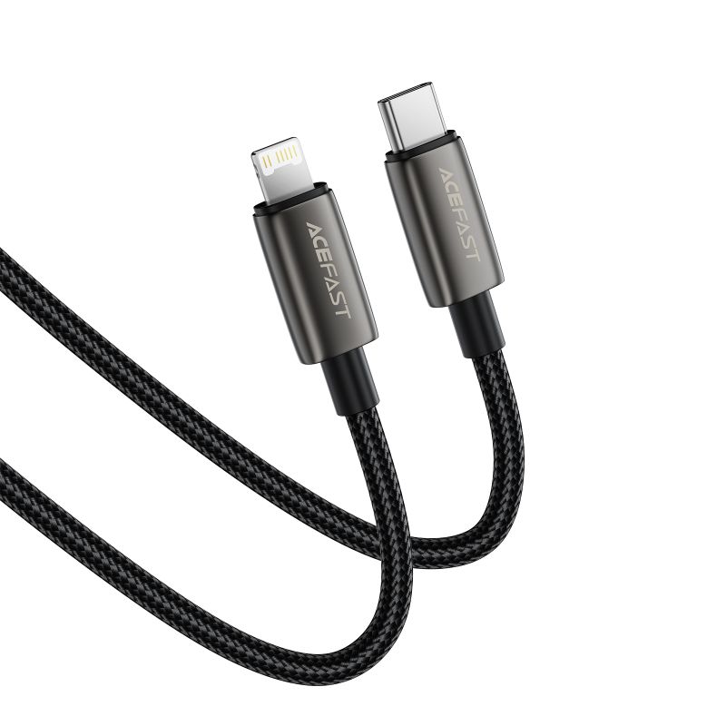 Кабель ACEFAST C23-01, USB to iP, 30W,1.2m, Nylon, Zinc alloy + TPE connectors, Black