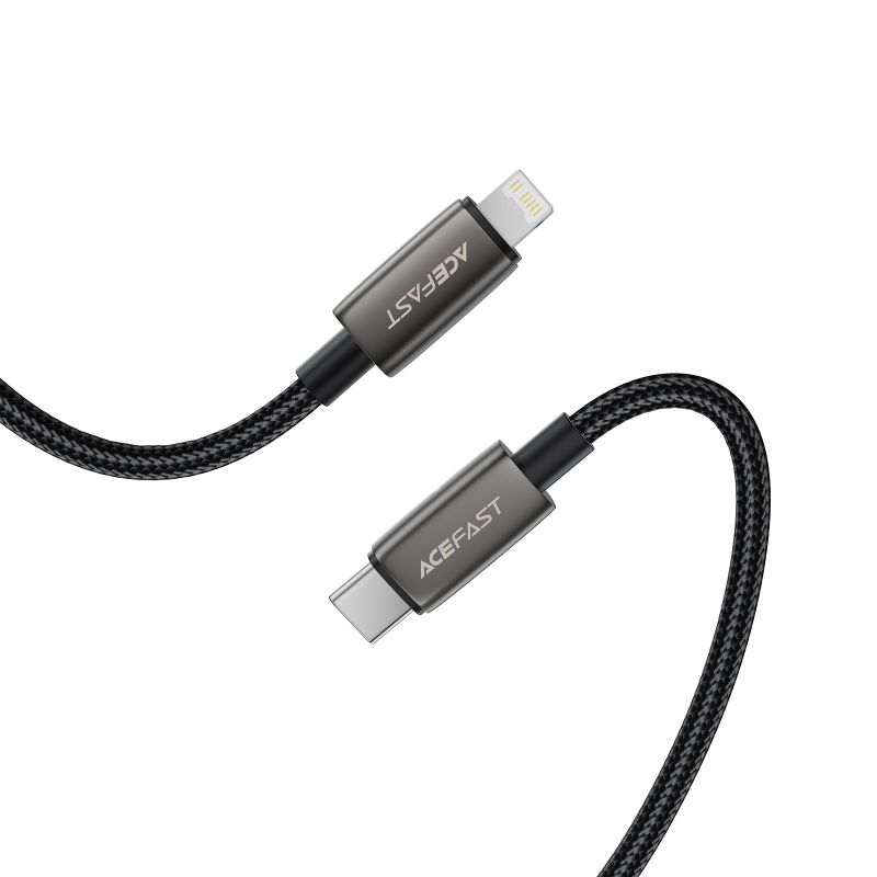Кабель ACEFAST C23-01, USB to iP, 30W,1.2m, Nylon, Zinc alloy + TPE connectors, Black