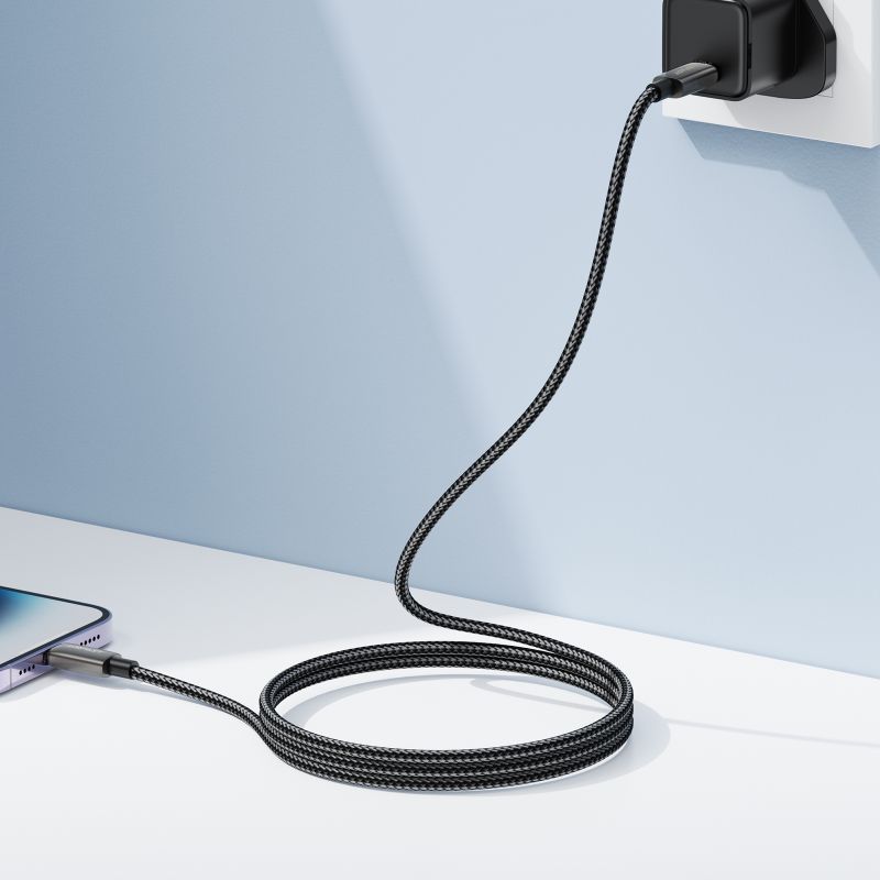 Кабель ACEFAST C23-01, USB to iP, 30W,1.2m, Nylon, Zinc alloy + TPE connectors, Black