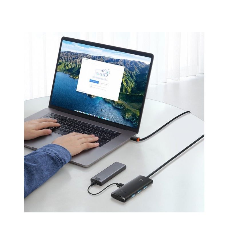 USB-хаб Baseus Lite Series 4-Port USB-A HUB Adapter (USB-A to USB 3.0*4 ) 1m Black