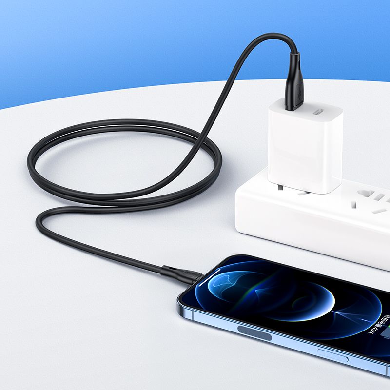 Кабель HOCO X61 Ultimate silicone charging data cable for iP Black