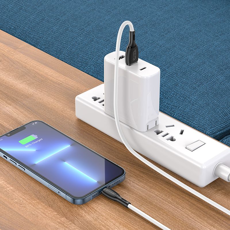 Кабель BOROFONE BX86 Advantage silicone charging data cable for iP White