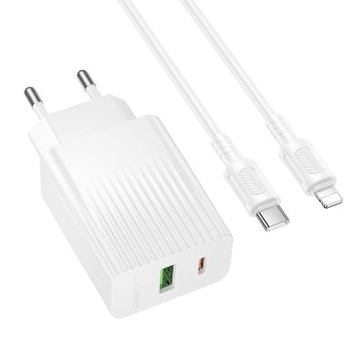 Мережевий зарядний пристрій BOROFONE BAS76A Source PD30W+QC3.0 charger set(C to iP) White