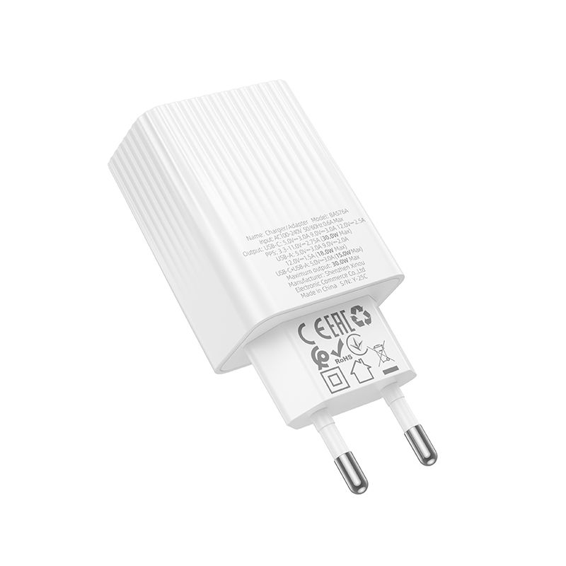 Мережевий зарядний пристрій BOROFONE BAS76A Source PD30W+QC3.0 charger White