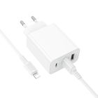 Мережевий зарядний пристрій з кабелем BOROFONE BA105A Stellar three-port charger set (iP) (EU) White
