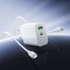 Мережевий зарядний пристрій з кабелем BOROFONE BA106A Stellar PD20W+QC3.0 charger set (C to iP) (EU) White